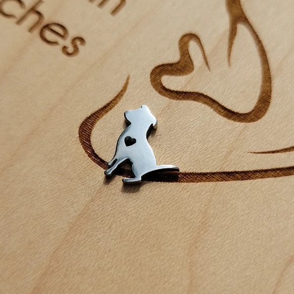 Dog Silhouette Stud Earrings, silver - Picture 2 of 5